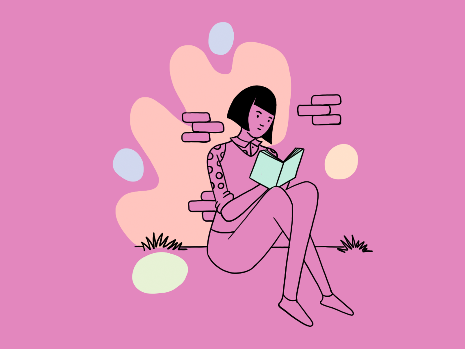 Girl reading by Marcos Silva on Dribbble