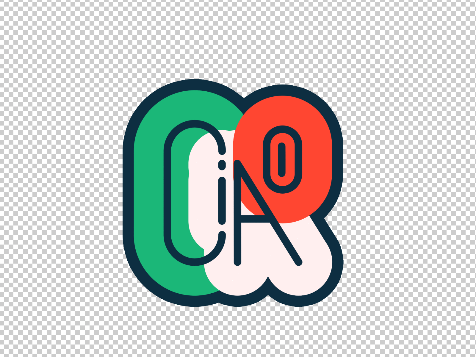 CIAO as a sticker 2d animation colors design flat illustration letters logo motion sticker typography
