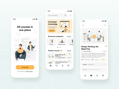 Mobile Courses app branding courses design education illustration mobile ui uidesign uiuixdesign uiux