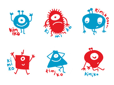 Set of characters for Kimiko (band) aliens band characters drawings handdrawn pins