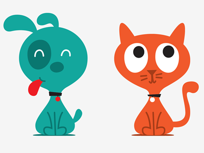 dog & cat cat dog drawing illustration vector