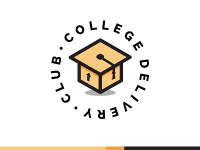 College Delivery Club Logo black box circle club college delivery logo raleway service subscription tan tassel