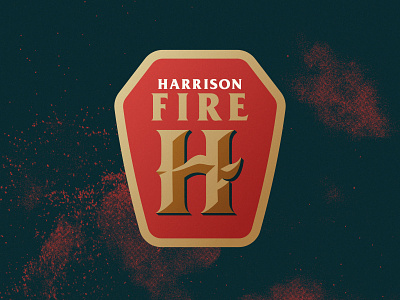 Harrison Fire Dept. Concept badge branding design fire gold identity logo monogram red