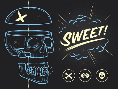 Sweet! apparel bones boom eye grill illustration skull sweet