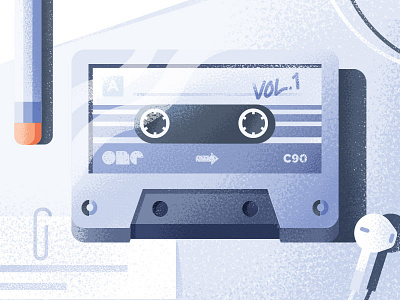 Cassette 1980 cassette design illustration pencil texture