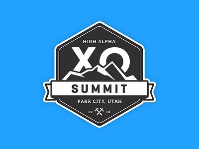 XO Summit Badge adventure badge banner hexagon illustration mountains
