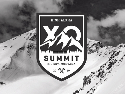 XO Summit 2019 badge big sky brand branding events logo montana mountains ranch