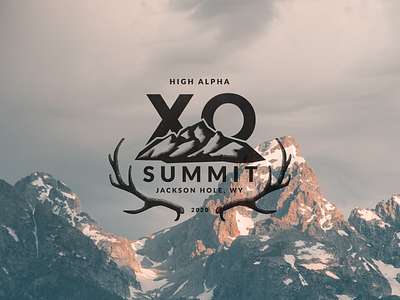 XO Summit 2020 antlers badge elk event jackson hole logo mountains outdoors print stipples texture wyoming