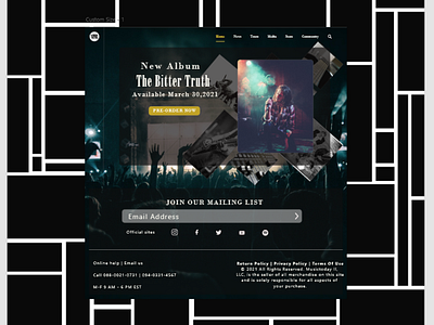 Landing screen for a official music group website