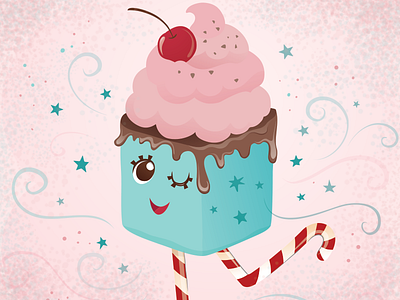 Cupcake cherry cupcake cute illustration pink sprinkle stars sugar sweet