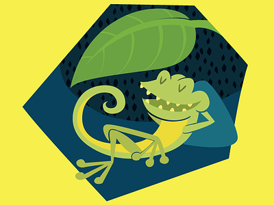 Lizard on Holiday character forest holiday illustration leaf lizard spring summer vacation yellow