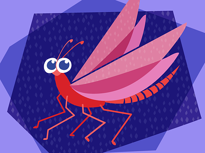 Dragonfly blue character cute dragonfly illustration insect nature pink spring