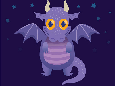 Baby Dragon child cute dragon eyes halloween purple stars story tail wings yellow