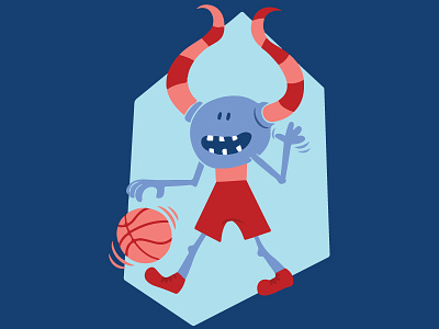 Sporty Monster ball basketball cute halloween hi monster sport sticker wave