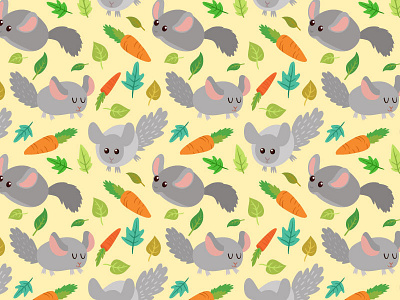 Cute Pattern animal bunny chinchilla cute fluffy illustration love pattern rabbit