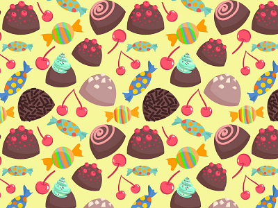 Sweets Pattern brazilian brigadier candy cherry chocolate dessert food muffin