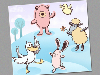 Doodle Animals animal bear bunny chick doodle duck nature rabbit sheep spring