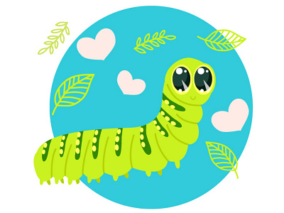 Friendly Caterpillar baby caterpillar cute friend heart leaf leaves love