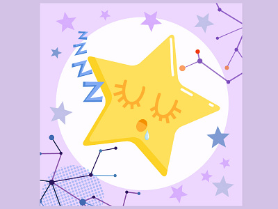 Asleep character constellation cute dream illustration sleep star universe