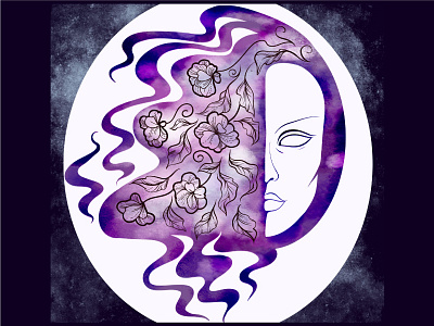 Dreams... circle face flowers ghost hair half lady photoshop purple