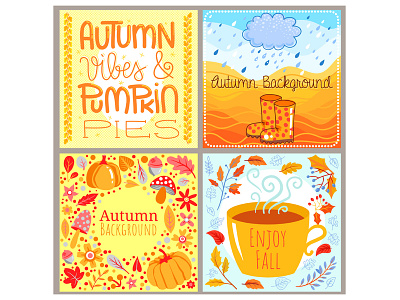 Autumn illusstrations autumn boots cute floral halloween illustration leaf mug mushroom nature pumpkin pumpkin pie rain tea tea cup