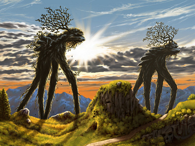 Passing Sentinels creature fantasy gamebook illustration landscape spirit
