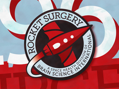 Rocket Surgery Logo brain health retro rocket science surgery