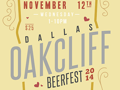 Oak Cliff Beer fest Poster beer event hierarchy illustration poster type typography