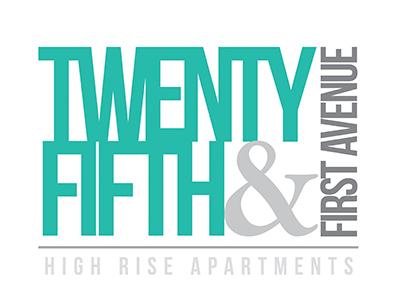 25th & 1st Ave apartments branding high rise illustration logo typography
