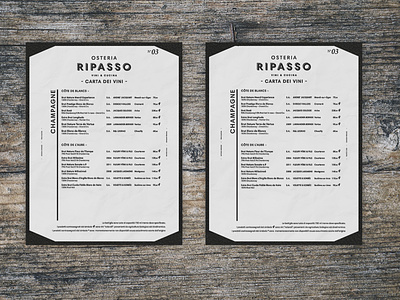 Menu for Osteria Ripasso brand branding branding design design illustration logo media menu design typography vector wine