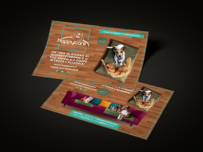 Flyers for HappyCare animals illustrated brand branding care design editorial flat flyer flyer artwork typography