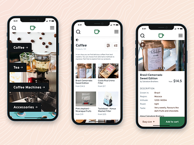 Coffee Shop Mobile Website inspiration interface minimal mobile design ui uiuxdesign