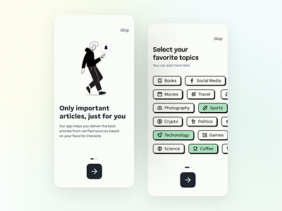 Newsfeed onboarding concept idea design illustration inspiration interface minimal mobile design ui uiuxdesign