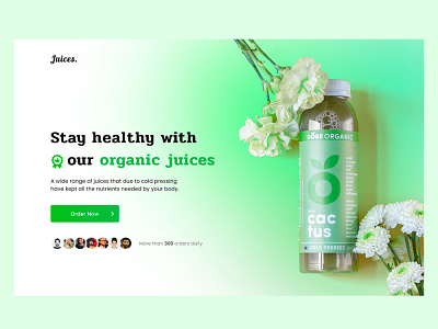 Organic juices company landing page branding juices landing page landingpage organic ui uiux visual identity web web design website