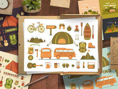 Camping illustrations and elements