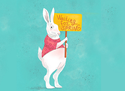 Waiting for spring bunny children book illustration children illustration childrens book childrens illustration digital illustration funny character illustration minimal typography