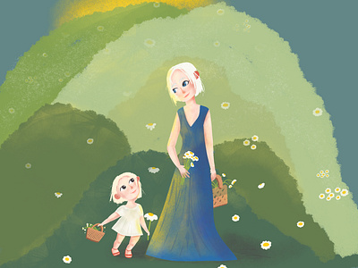 Mother and dauther character children book illustration children illustration childrens book childrens illustration digital illustration illustration mother and child