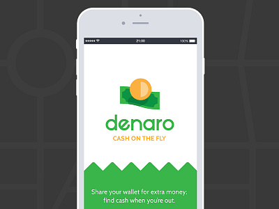 Denaro - Cash On the Fly Mobile Mockup app design logo