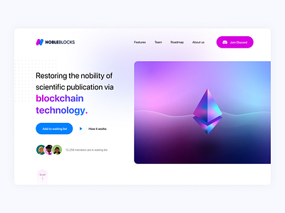 Blockchain Landing Page Design adobe xd blockchain technology web ui crypto website dailyui design figma graphic design landing page design nft nft inspiration nft landing page nft ui nft website ui ui inspiration ui ux designer user experience user interface