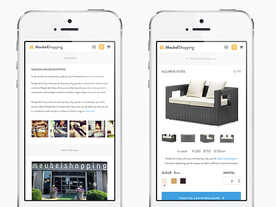 Meubelshopping - Mobile version clean flat furniture grid mobile responsive shopping site store ui ux web