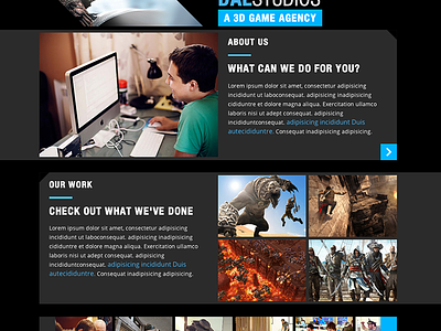 Daestudios - Homepage 3d flat game portfolio showcase site studio ui ux website