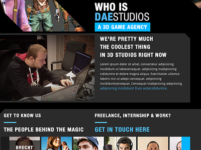 Daestudios - Aboutpage 3d dae devine flat game games personal showcase site studio