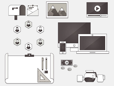 b/w icons black and white icons vectorstyle