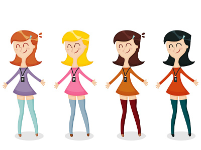 Female characters ai character colour female hair shapes vector