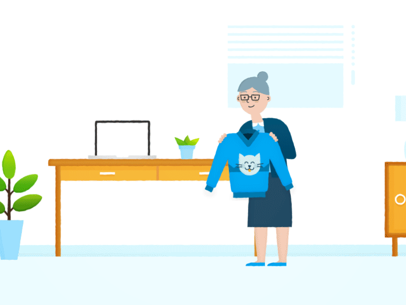 Grandma's sweater animation character gif grandma knitting proud