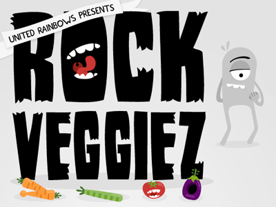 Rockveggiez carrot character chuck devine food grunge illustration mouth nonchalant norris ribbon rock rockveggiez tomato vegetables