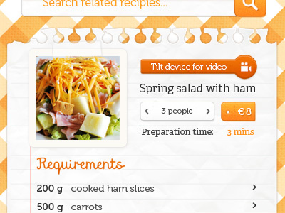 Collect & go + free retina .psd app free groceries ham ingrediënts iphone list orange paper pattern psd salad shopping texture