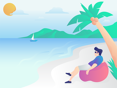 Weekend Offline beach design icon illustration simple summer ui user interface vector