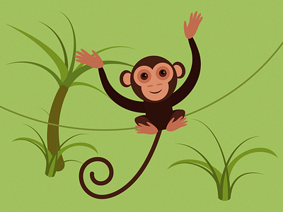 Monkey illustration adobe illustrator africa animal cartoon character illustration jungle monkey nature vector