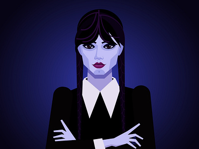 Wednesday Addams 2d actress addams family adobe illustrator cartoon character cinema face gloomy illustration portrait scary spooky vector vector portrait wednesday addams woman face